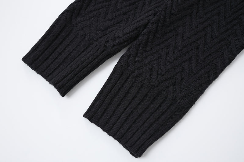 Cardigan en maille torsadée chevrons avec col châle et poches avant