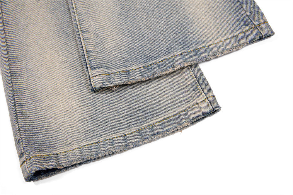 Distressed-Flare-Jeans – Herren-Wide-Leg-Denim in verwaschener Optik mit Knitterdetails