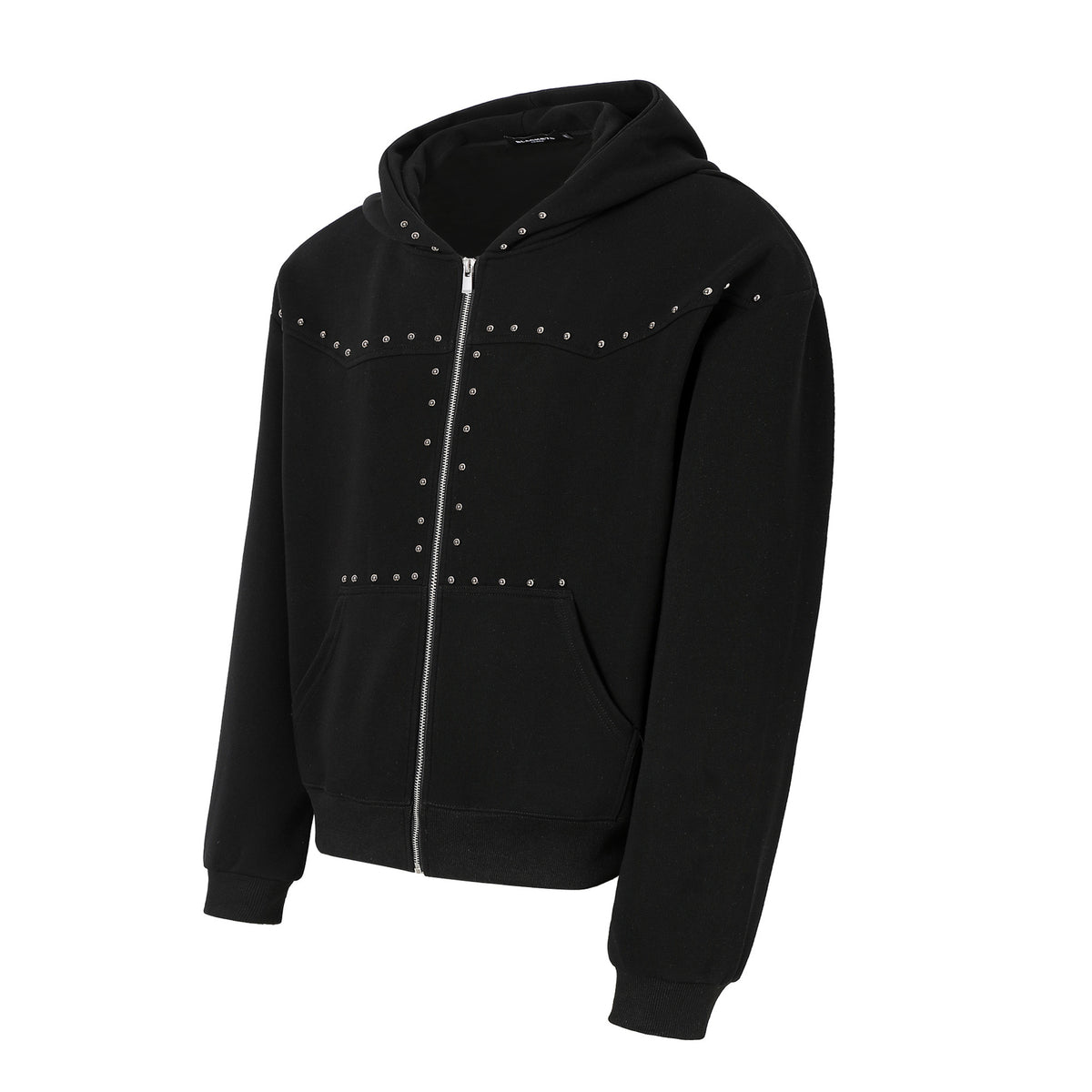 Designer Zip-Up Hoodie with Metal Stud Detail — Heavyweight Oversized Fit