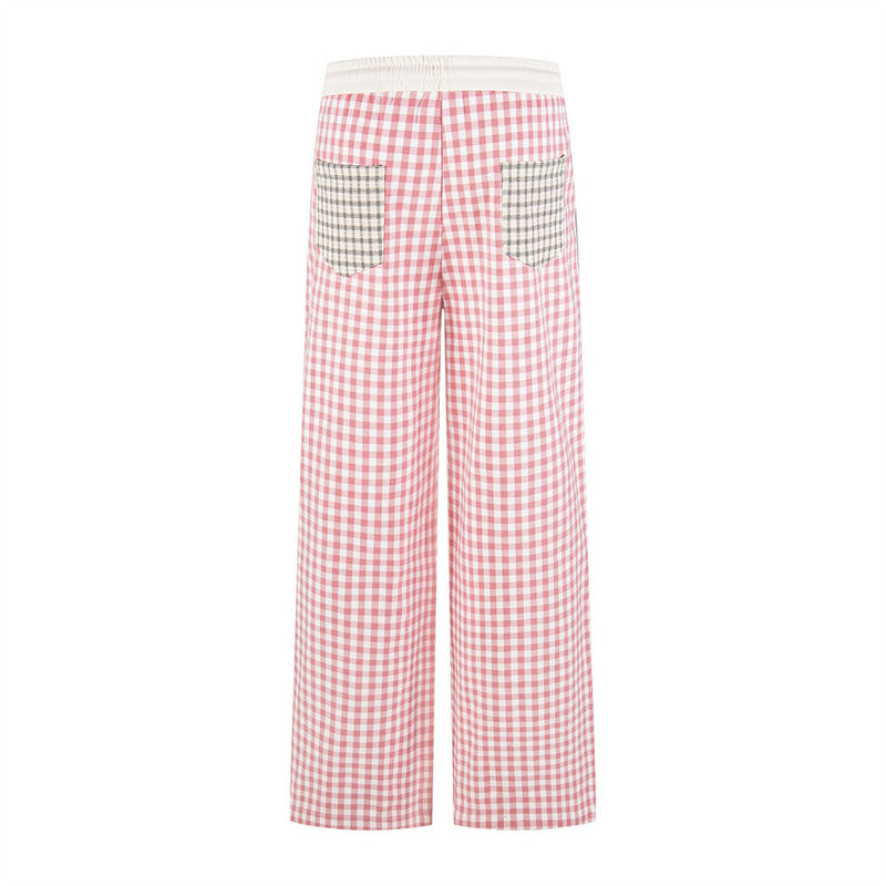 Contrast Pocket Plaid Wide-Leg Pants – Relaxed Fit Streetwear Trousers