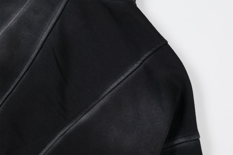 Sudadera de hombre con capucha y cremallera, paneles lavados y corte extragrande