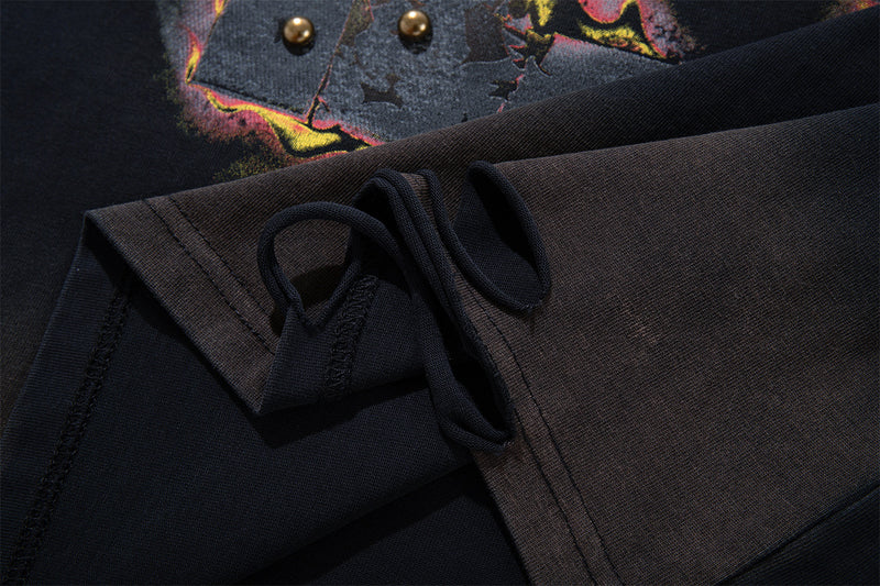 T-shirt manches longues effet superposé Flame 17 – Bas délavé, clous