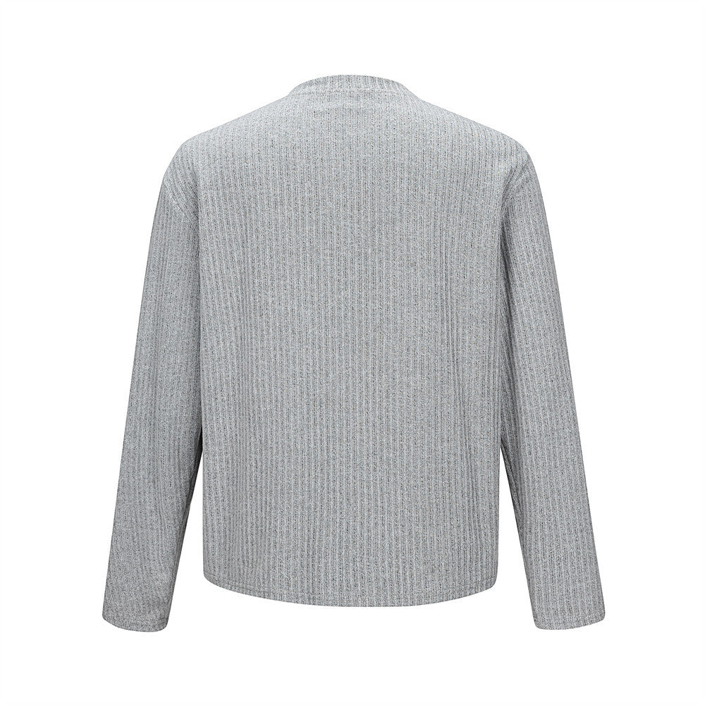 Men's Long Sleeve Ribbed Henley Shirt – Relaxed Fit Half-Button Top