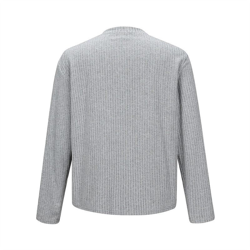 Men's Long Sleeve Ribbed Henley Shirt – Relaxed Fit Half-Button Top