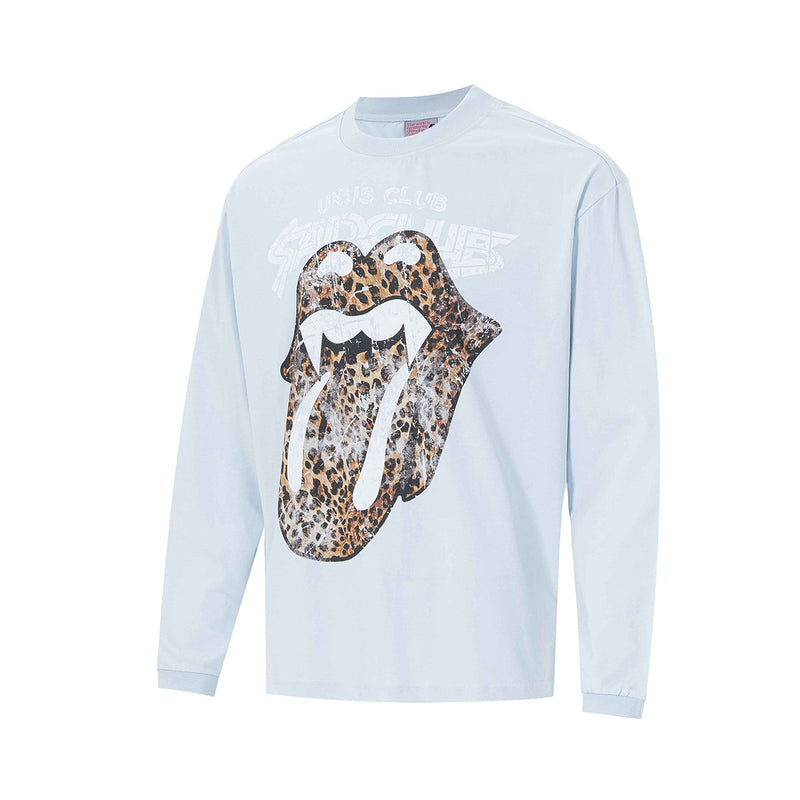 レオパード柄リップロゴ 長袖グラフィックTシャツ