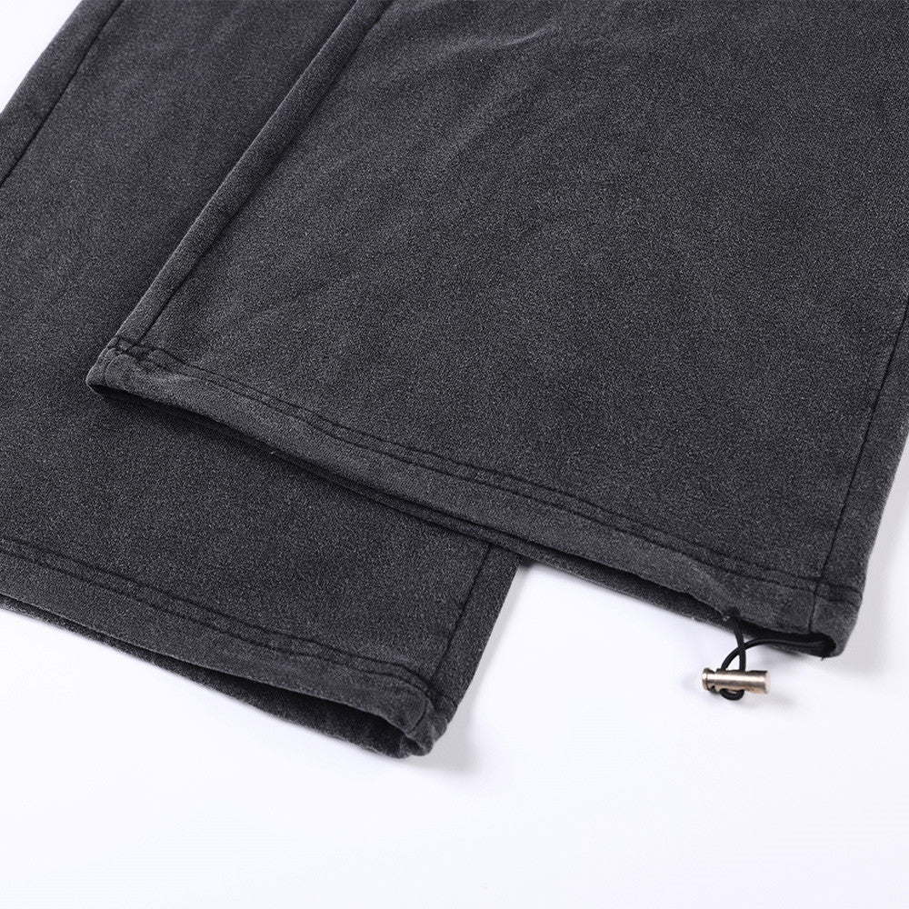 Pantalon de survêtement à jambes larges avec appliqué de lettres gothiques – Streetwear vintage délavé à l’acide