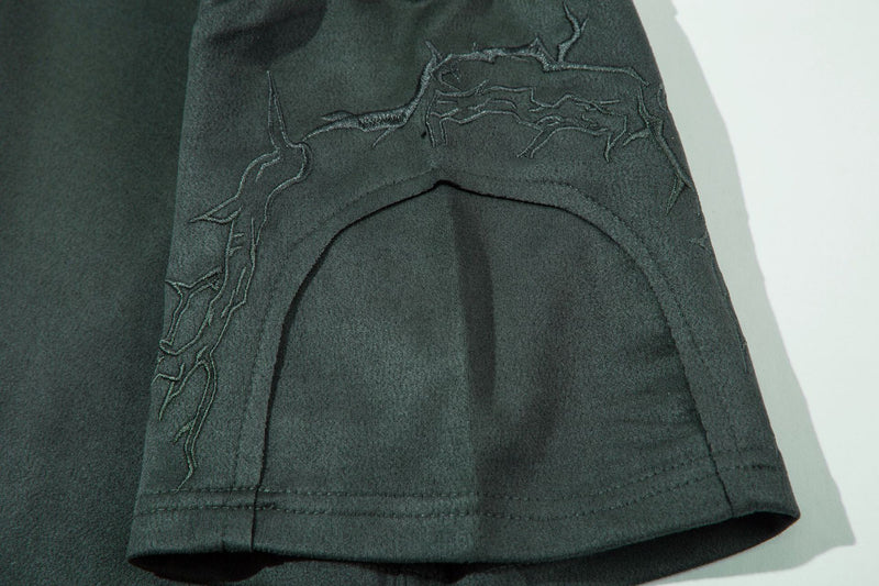 Oversized Gothic-T-Shirt mit Dornenstickerei – Kurzarmshirt im American-Streetwear-Stil