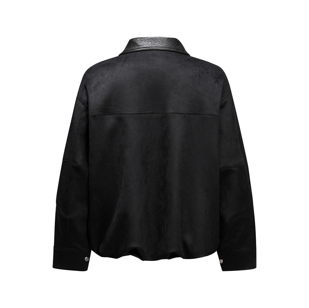 Blouson bomber rétro oversize – Homme, veste courte en similicuir à col revers workwear
