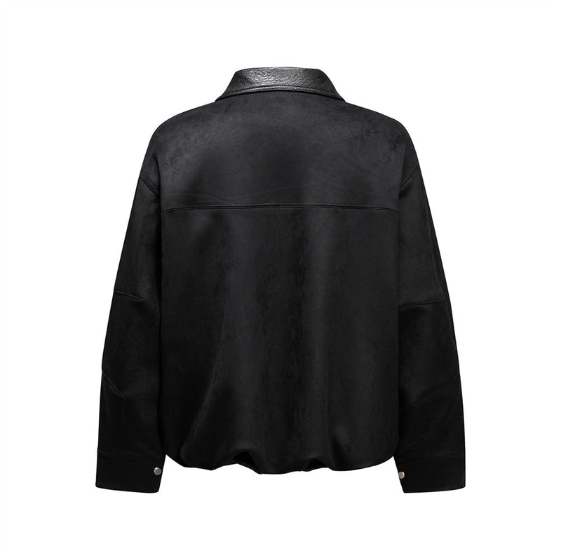 Blouson bomber rétro oversize – Homme, veste courte en similicuir à col revers workwear
