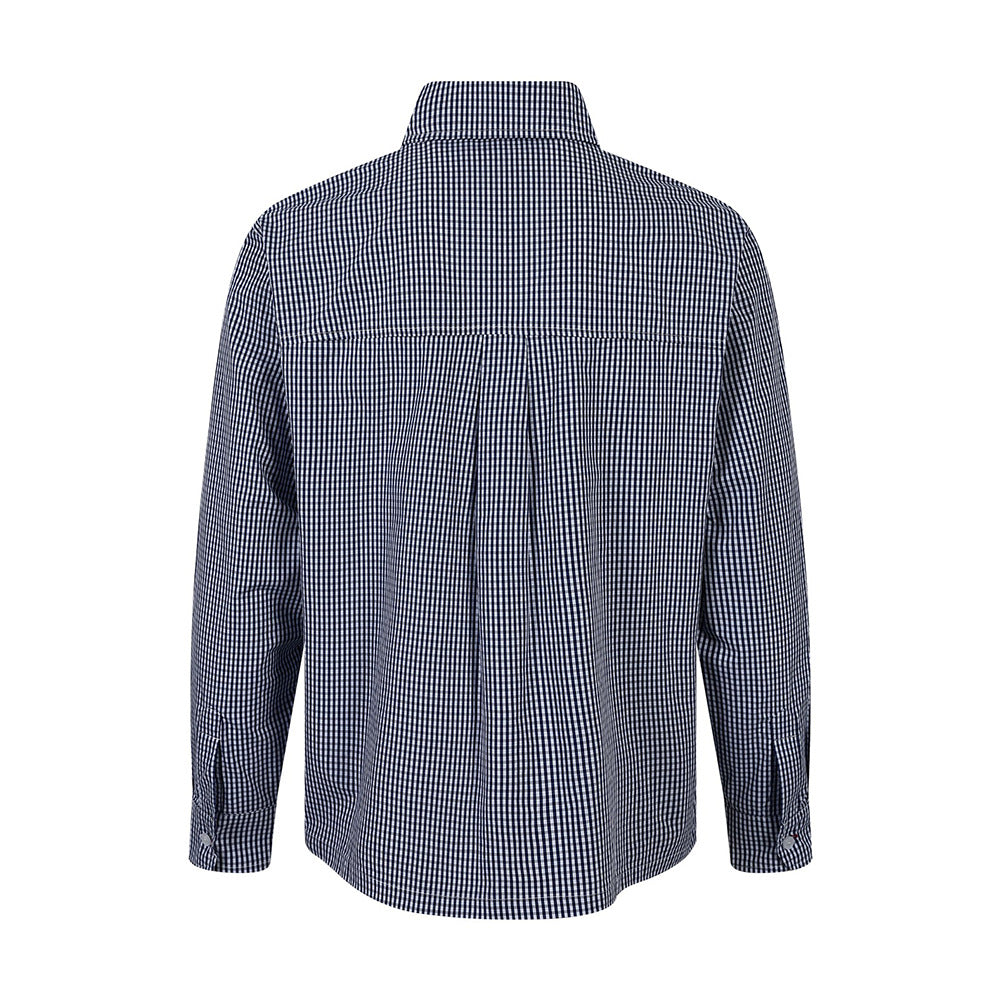 Plaid Long-Sleeve Button-Up Shirt – Relaxed Fit with Embroidered Logo