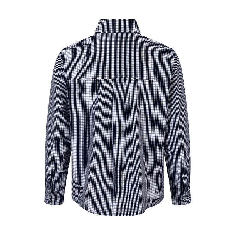 Plaid Long-Sleeve Button-Up Shirt – Relaxed Fit with Embroidered Logo