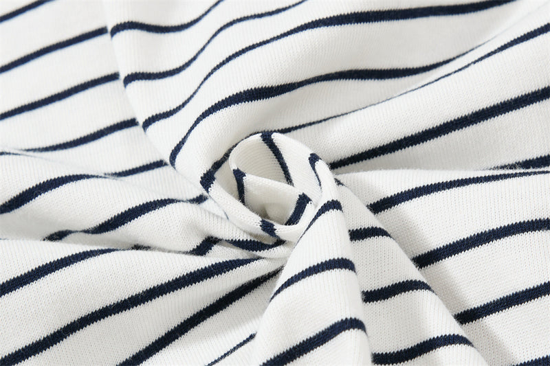 Striped Long Sleeve Shirt Mens Polo — Varsity Embroidery, Relaxed Fit