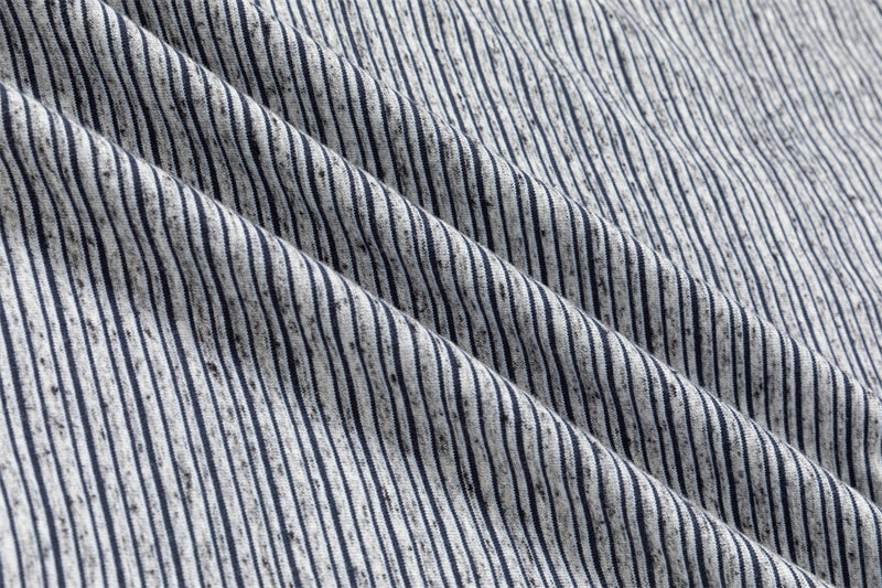 Striped Half-Zip Polo Sweatshirt with Suede Collar & Cuffs