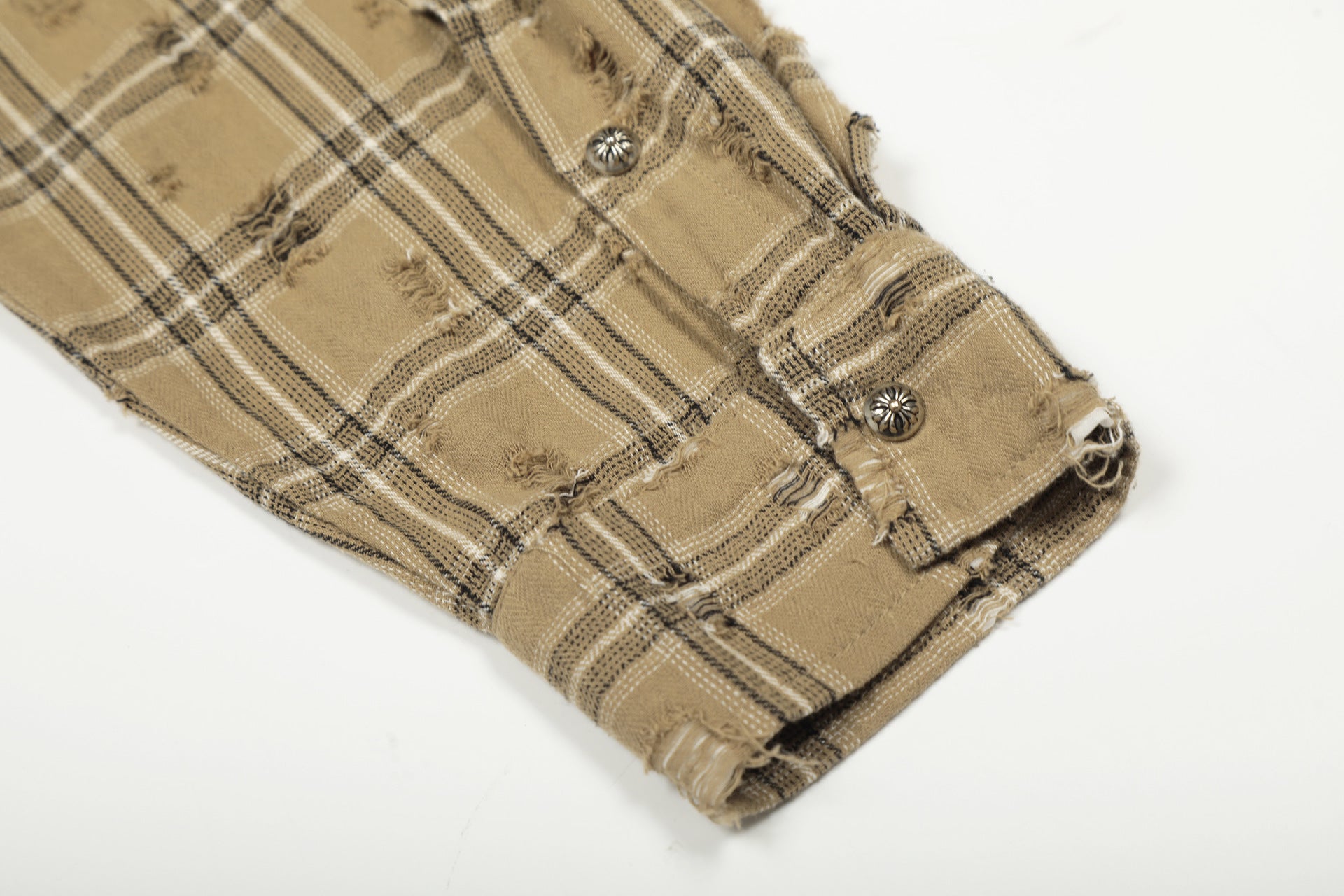 Surchemise en flanelle à carreaux délavée et usée – Veste-chemise vintage à manches longues