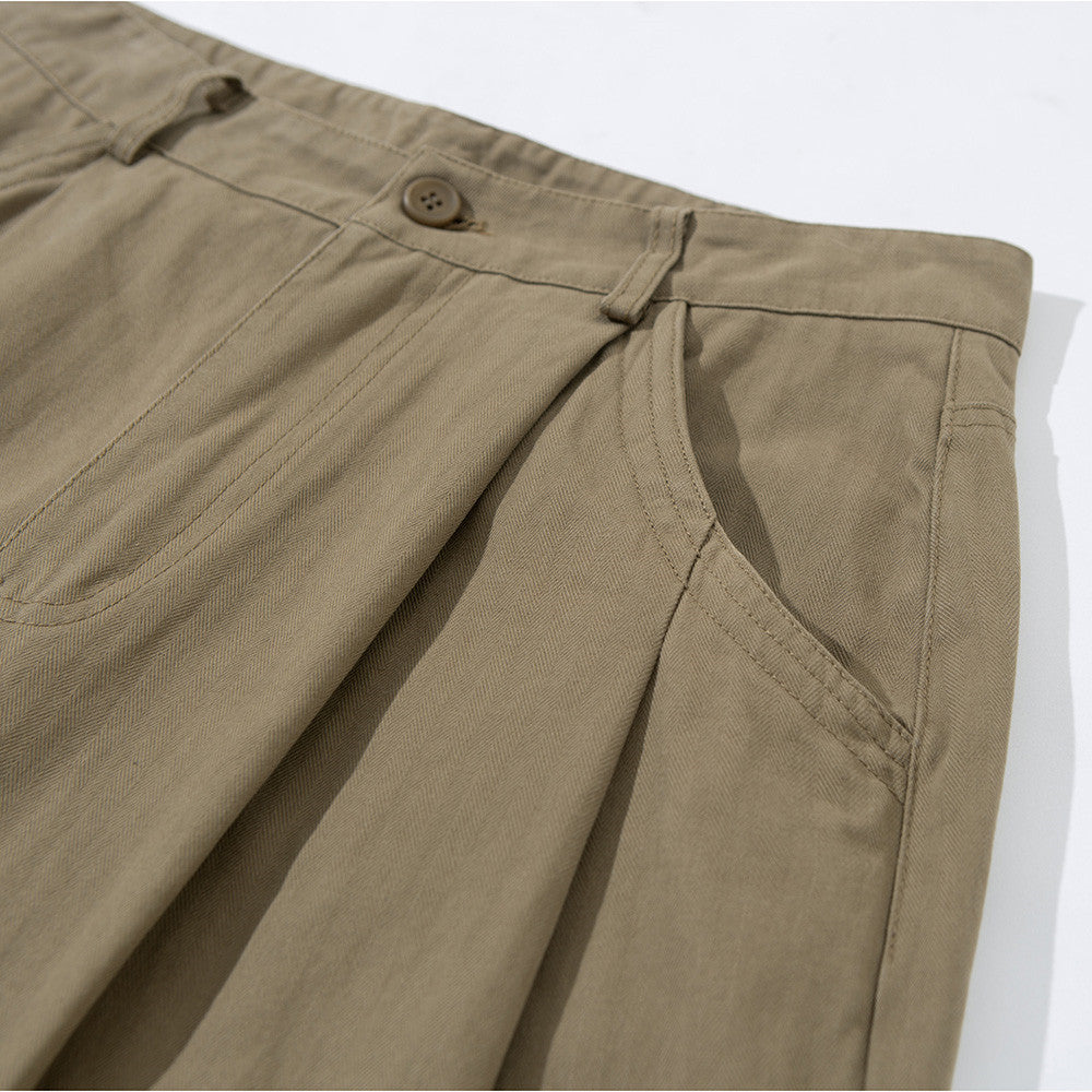 Wide-Leg Pleated Trousers – Men's Loose Fit Straight-Cut Pants
