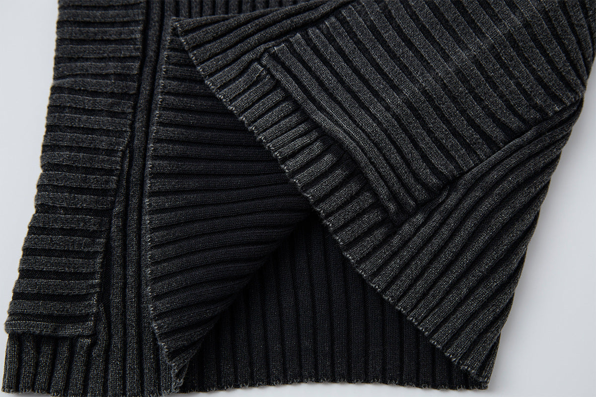 Underground Ribbed Crew Neck Sweater – Washed Slim-Fit Knit Top