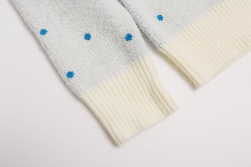 Polka Dot Knit Cardigan Sweater – Cropped Button-Up Vintage Style