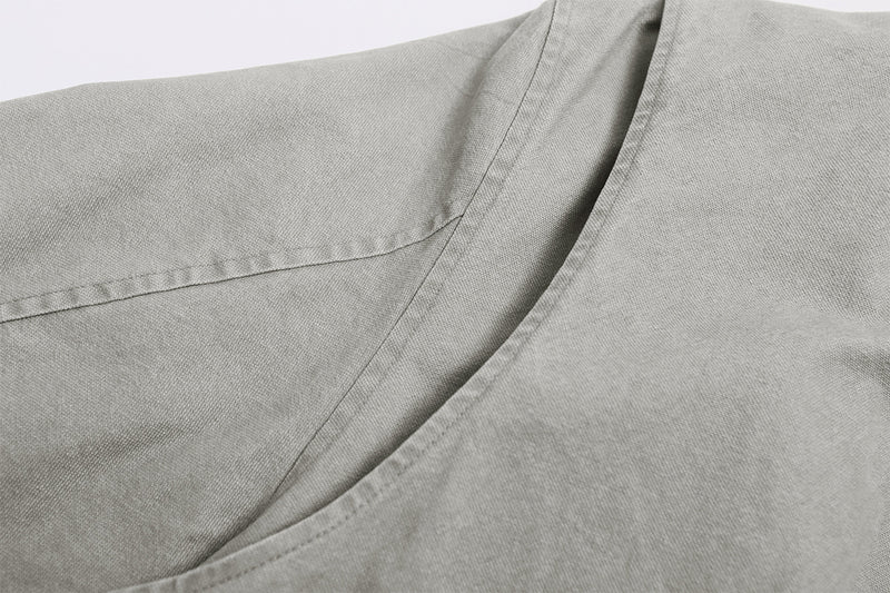 Men's Washed Asymmetric-Zip Moto Jacket with Epaulettes