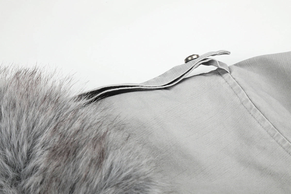 Studded Faux Fur Collar Bomber Jacket – Padded Moto-Inspired Winter Coat