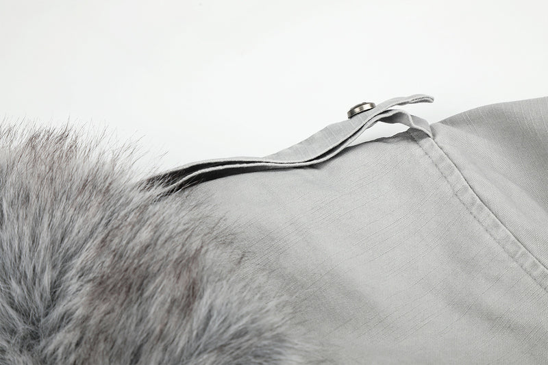 Studded Faux Fur Collar Bomber Jacket – Padded Moto-Inspired Winter Coat