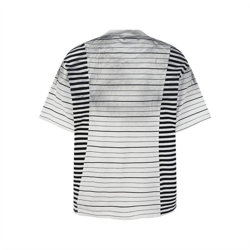 Distressed Stripe Patchwork Oversized T-Shirt | Washed Irregular Spliced Streetw