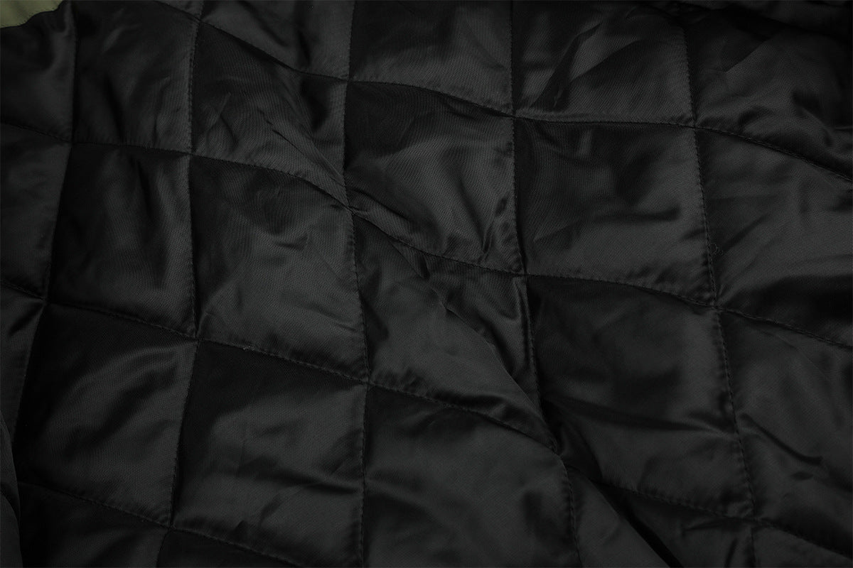 Fur-Trim Hood Bomber Jacket – Padded Winter Flight Coat with Double-Breasted