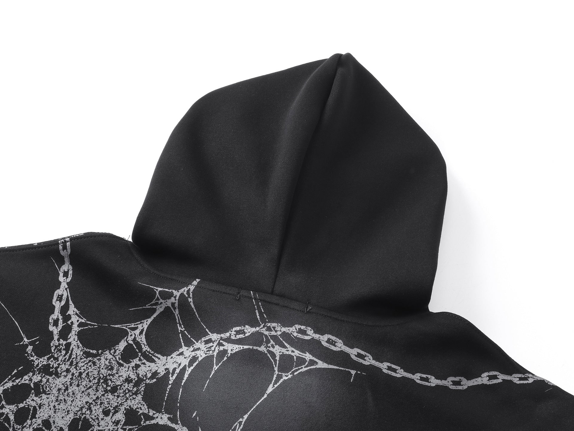 Sudadera oversize gruesa con estampado gótico de cadenas y cruces