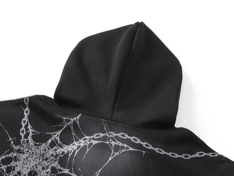 Sudadera oversize gruesa con estampado gótico de cadenas y cruces