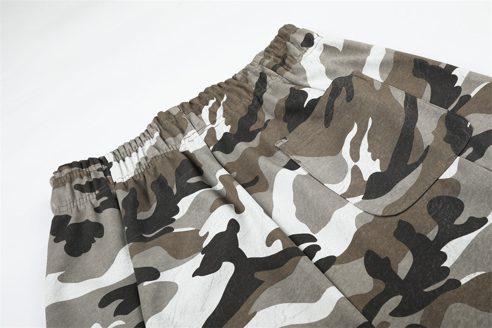 Camo Wide-Leg Sweatpants – Men's Relaxed Fit Drawstring Jogger Pants