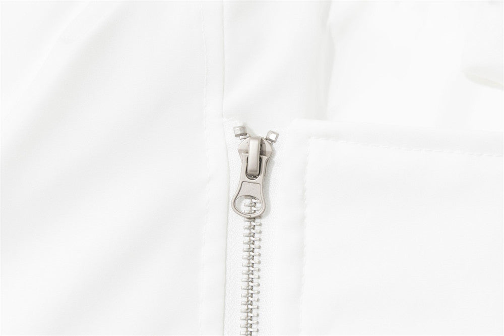 Diagonal Zip Hooded Bomber Jacket with Faux Fur Trim – Oversized Winter Puffer