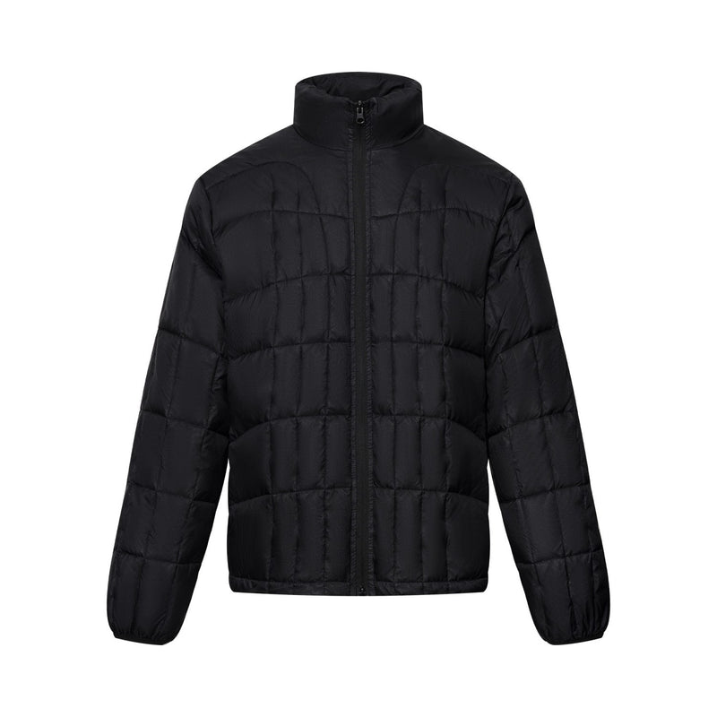 Men's Quilted Down Jacket Stand Collar Full-Zip Puffer Coat