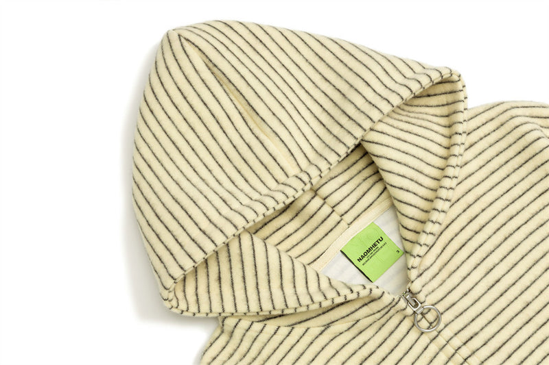 Striped Zip-Up Hoodie — Oversized American Vintage Fleece Cardigan