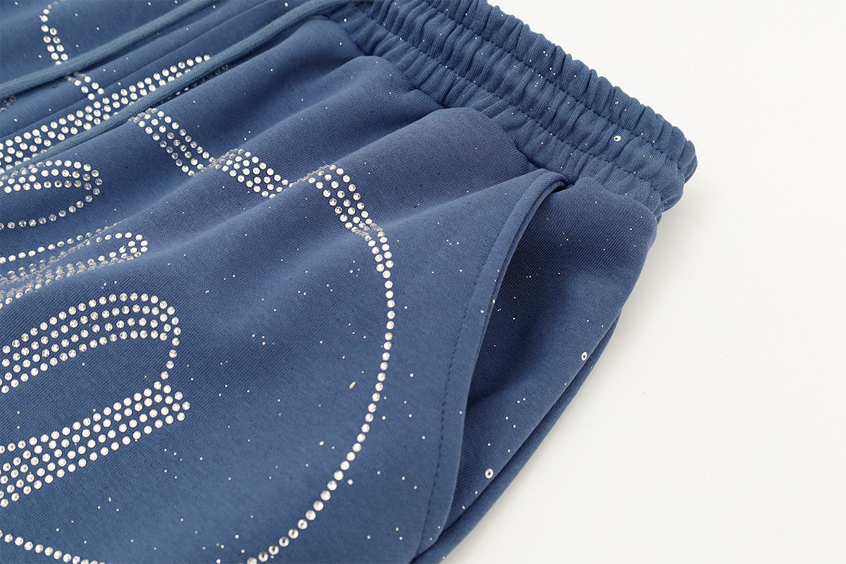 Wide-Leg Sweatpants with Rhinestone Script Lettering – Baggy Hip-Hop Style