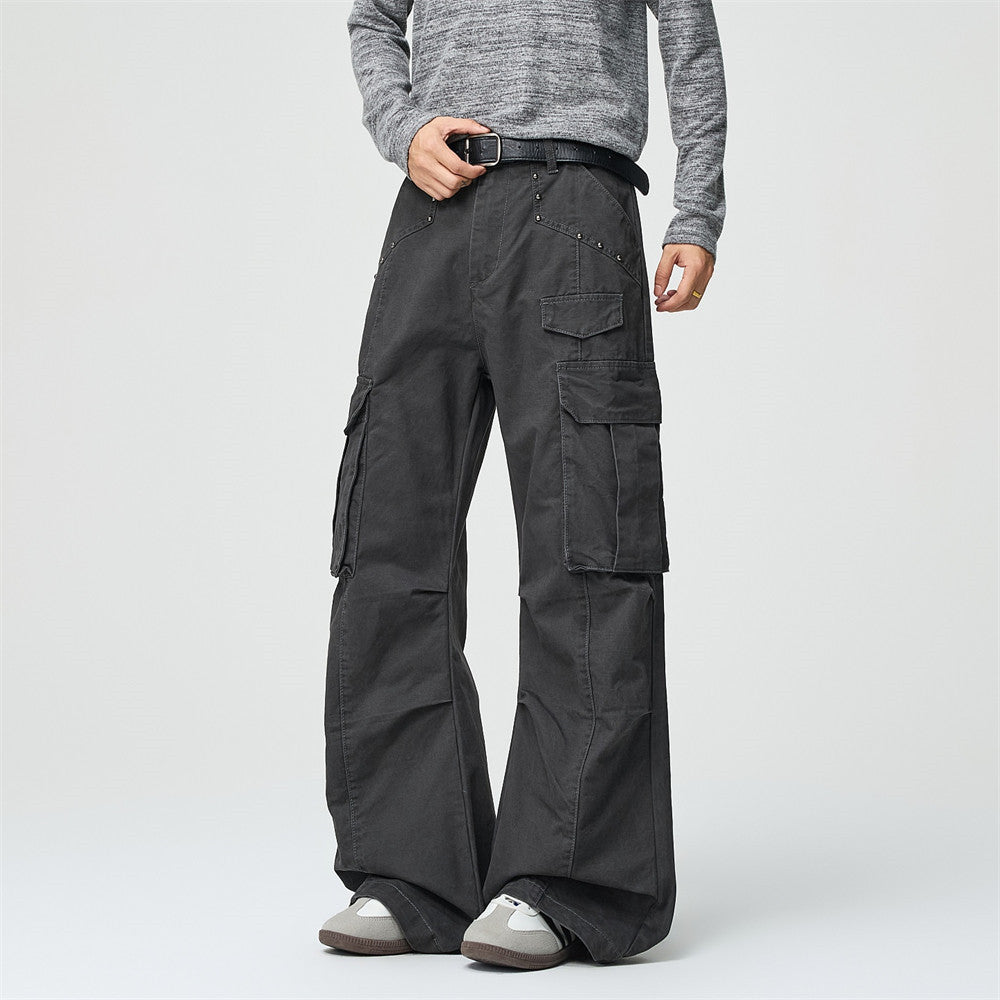 Men's Wide-Leg Cargo Pants – Relaxed Fit Multi-Pocket Workwear Trousers