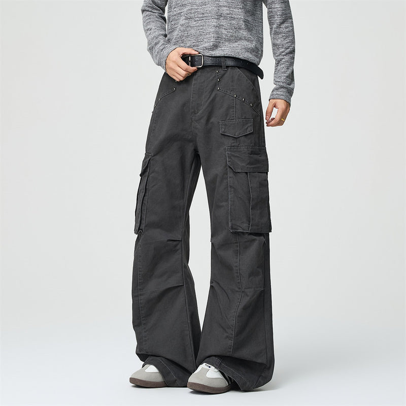 Men's Wide-Leg Cargo Pants – Relaxed Fit Multi-Pocket Workwear Trousers