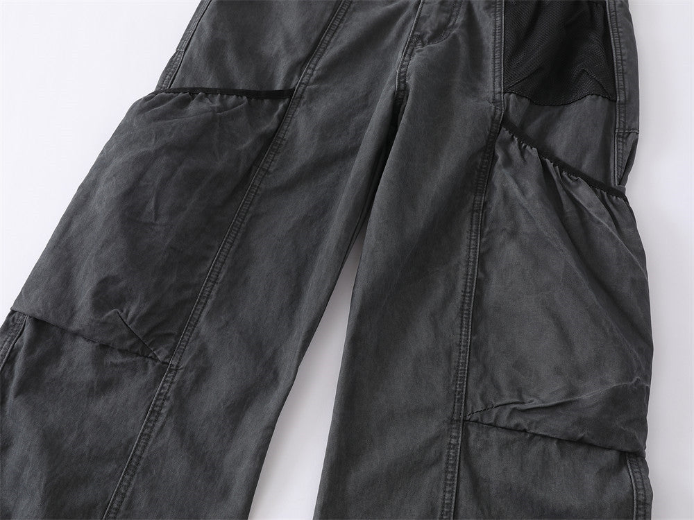 Wide-Leg Cargo Pants – Washed Vintage American Workwear with Oversized Pockets