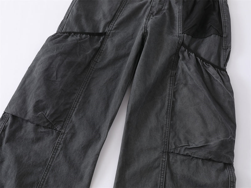 Wide-Leg Cargo Pants – Washed Vintage American Workwear with Oversized Pockets