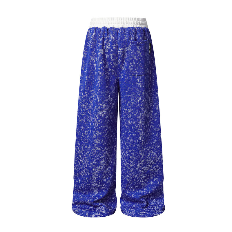 Pantalon de survêtement à jambes larges en maille jacquard délavée streetwear