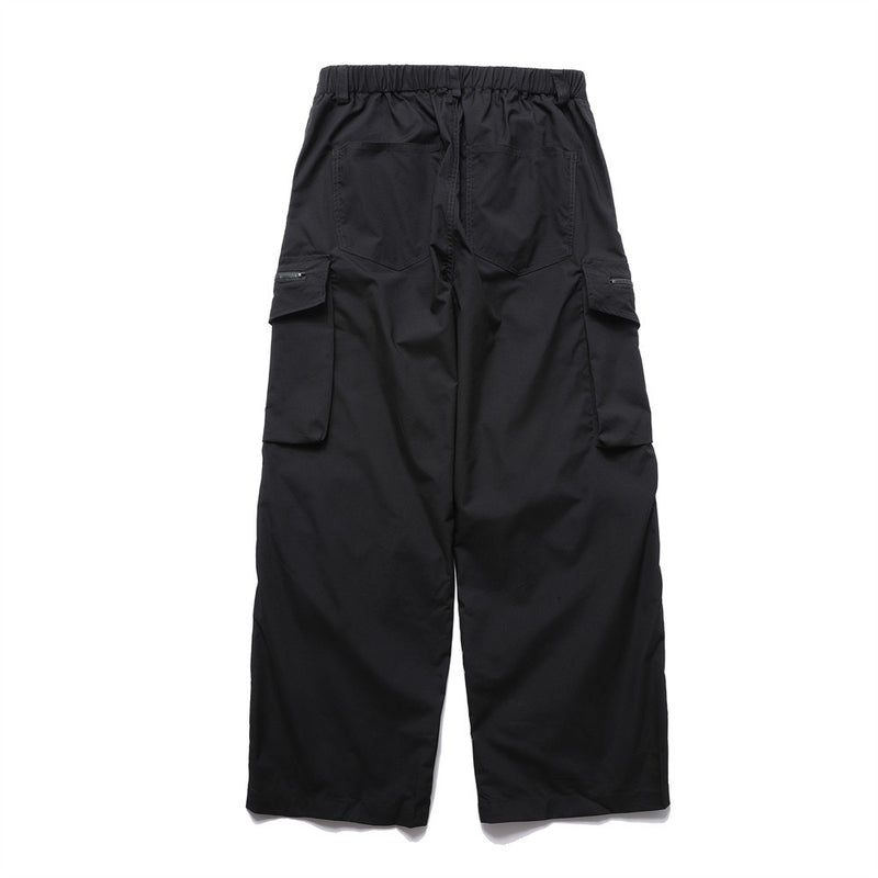 Wide-Leg Cargo Pants – Pleated Parachute Nylon, Relaxed Fit