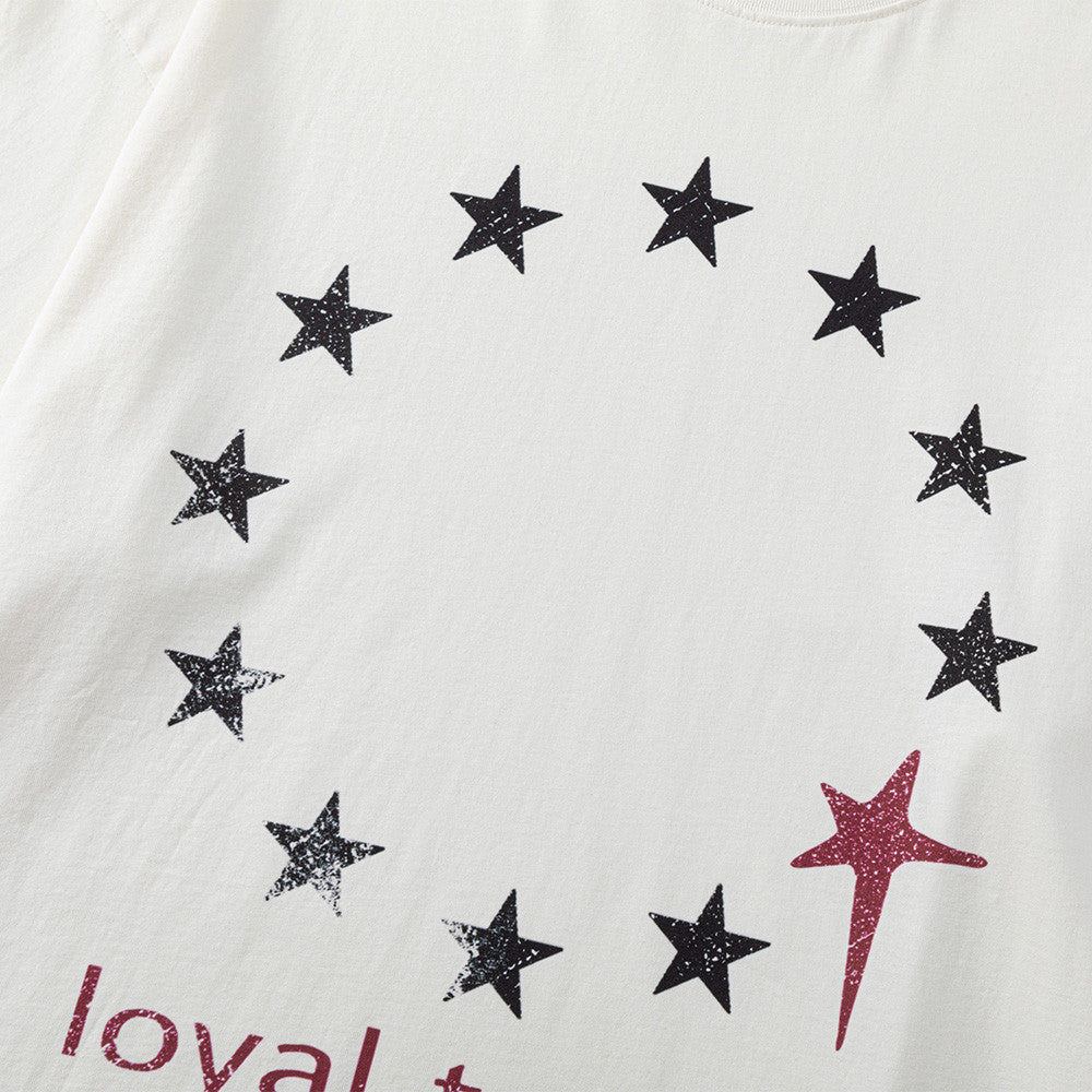 Men's Star Circle Print Long-Sleeve Crew Neck T-Shirt – Streetwear Graphic Tee