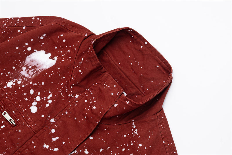 Paint Splatter Stand-Collar Jacket – Oversized Relaxed Fit
