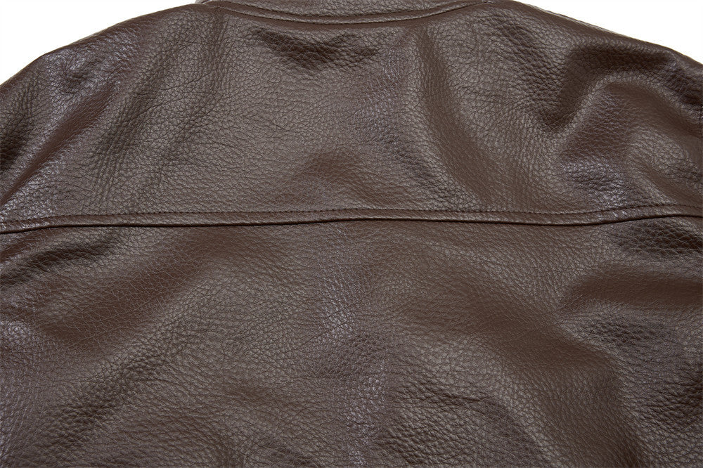 Men's Vintage Leather Bomber Jacket – Stand Collar PU Leather with Snap Buttons