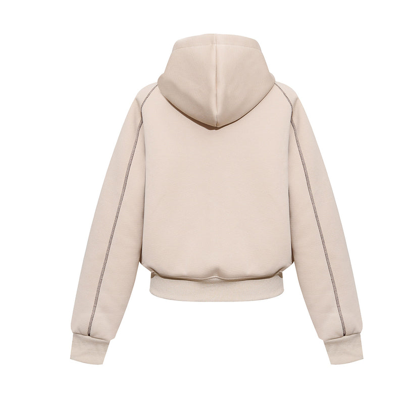 Zip-Hoodie mit kontrastierenden Steppnähten – Kurzer, sportlicher Fit