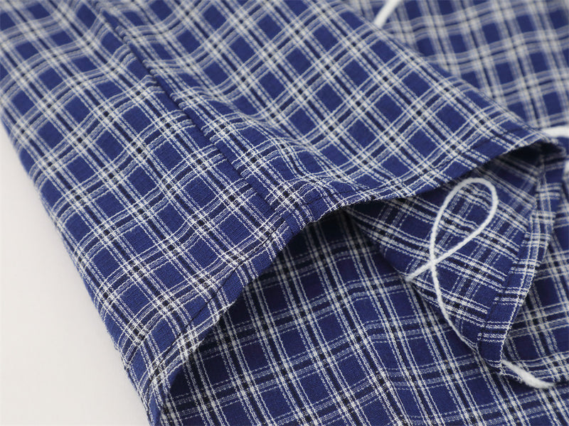 Men's Plaid Long Sleeve Shirt with Rope Loop Embroidery — Relaxed Fit