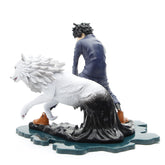 The Jujutsu Kaisen Megumi Fushiguro & Tsumiki PVC Figure is a 17 cm collectible statue, featuring Megumi in a blue outfit with a white wolf-like companion on a water-textured base. Ideal for any collection, it captures the duo in dynamic poses.