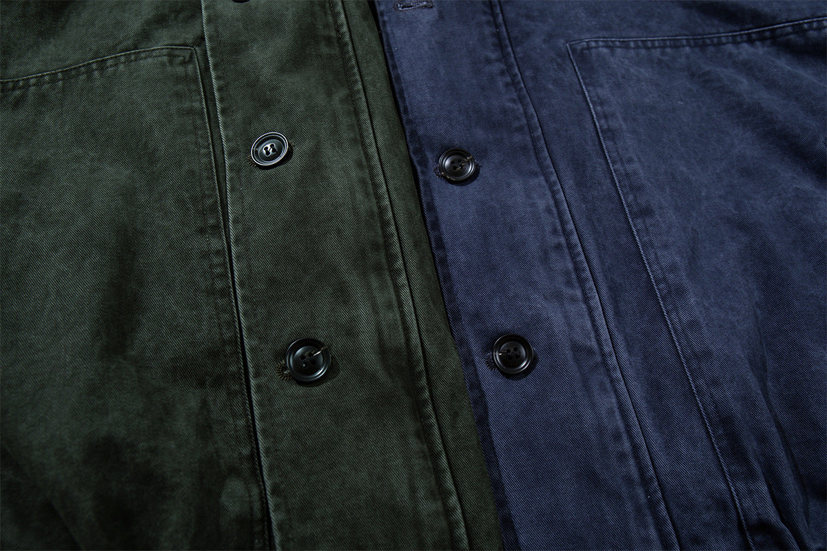 Blouson bomber vintage workwear délavé – Veste Harrington courte à col montant
