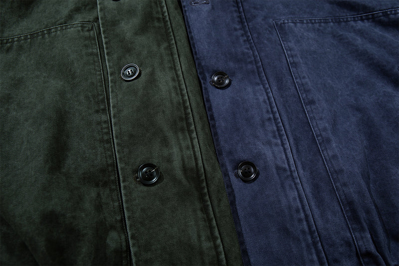 Blouson bomber vintage workwear délavé – Veste Harrington courte à col montant