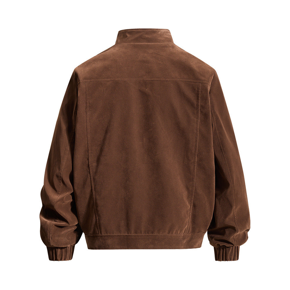 Men's Punk Utility Stand-Collar Jacket – Oversized Studded Workwear Bomber in