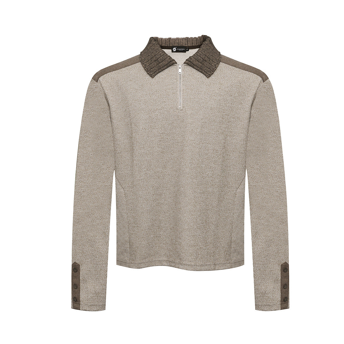 Half-Zip Polo Collar Knit Sweater – Colorblock Long Sleeve Pullover