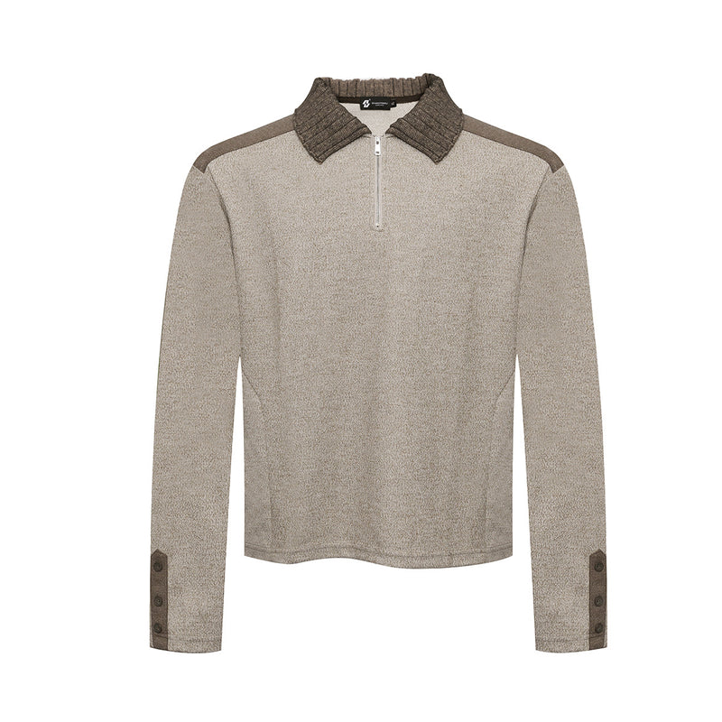 Half-Zip Polo Collar Knit Sweater – Colorblock Long Sleeve Pullover